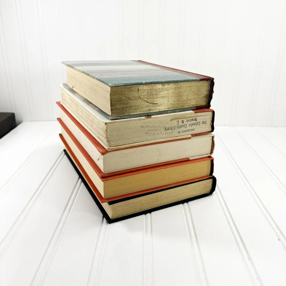 Vintage Black and Orange Decorative Book Stack‎ - Retro Display Books